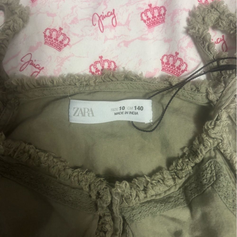 Zara Olive Green Embroidered Fringe Tank Women's size 10 NWOT - Picture 2 of 5